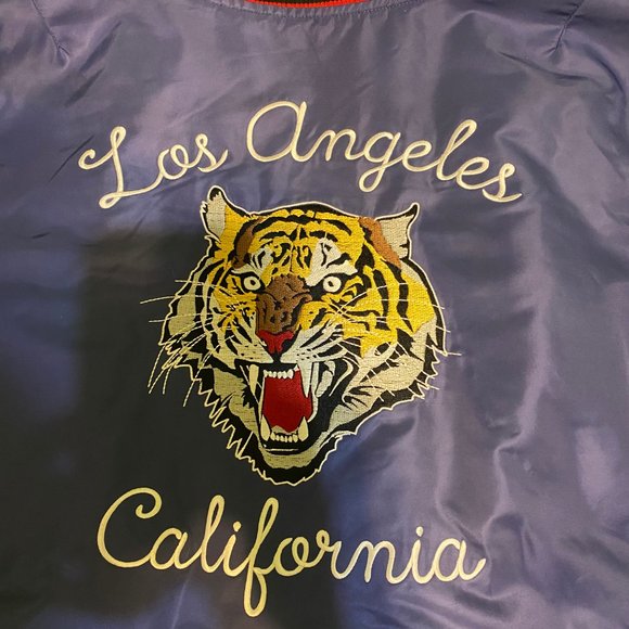 Forever 21 Bomber Jacket Tiger California Blue Women's Plus Size 2XL - Picture 5 of 8